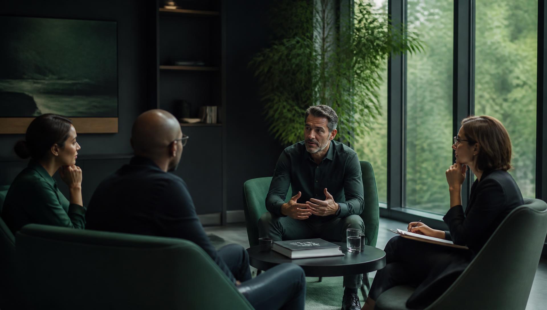 Líder em conversa próxima com um pequeno time